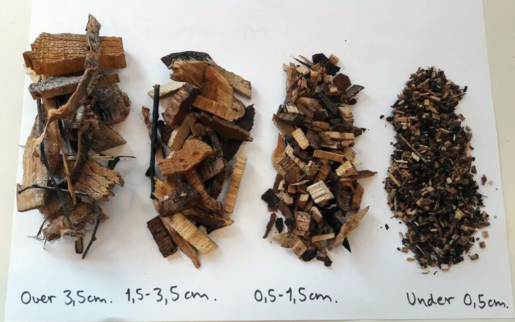Størrelse på flisa som ble brukt i forsøket