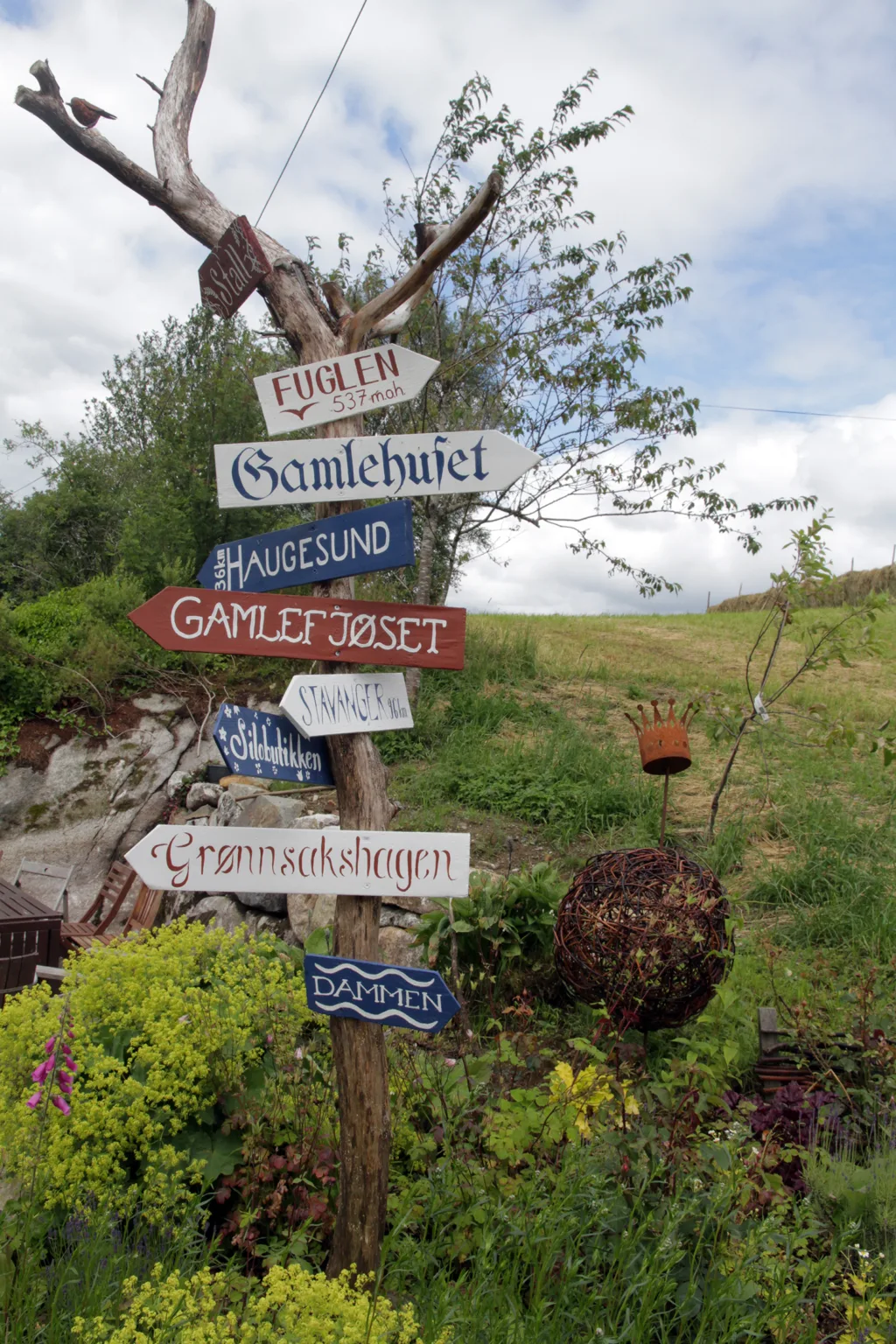 Skilta viser ein del av mangesysleriet på Søre Skogen