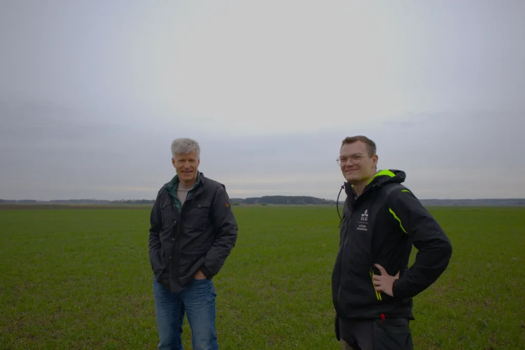 Göran Bergkvist (venstre) er en av forskerne som er drivende i prosjektet. Han samarbeider tett med Nic Johansson (høyre) som er driftssjef på Ultuna eiendom i Lövsta. Göran Bergkvist (venstre) er en av forskerne som er drivende i prosjektet. Han samarbeider tett med Nic Johansson (høyre) som er driftssjef på Ultuna eiendom i Lövsta.